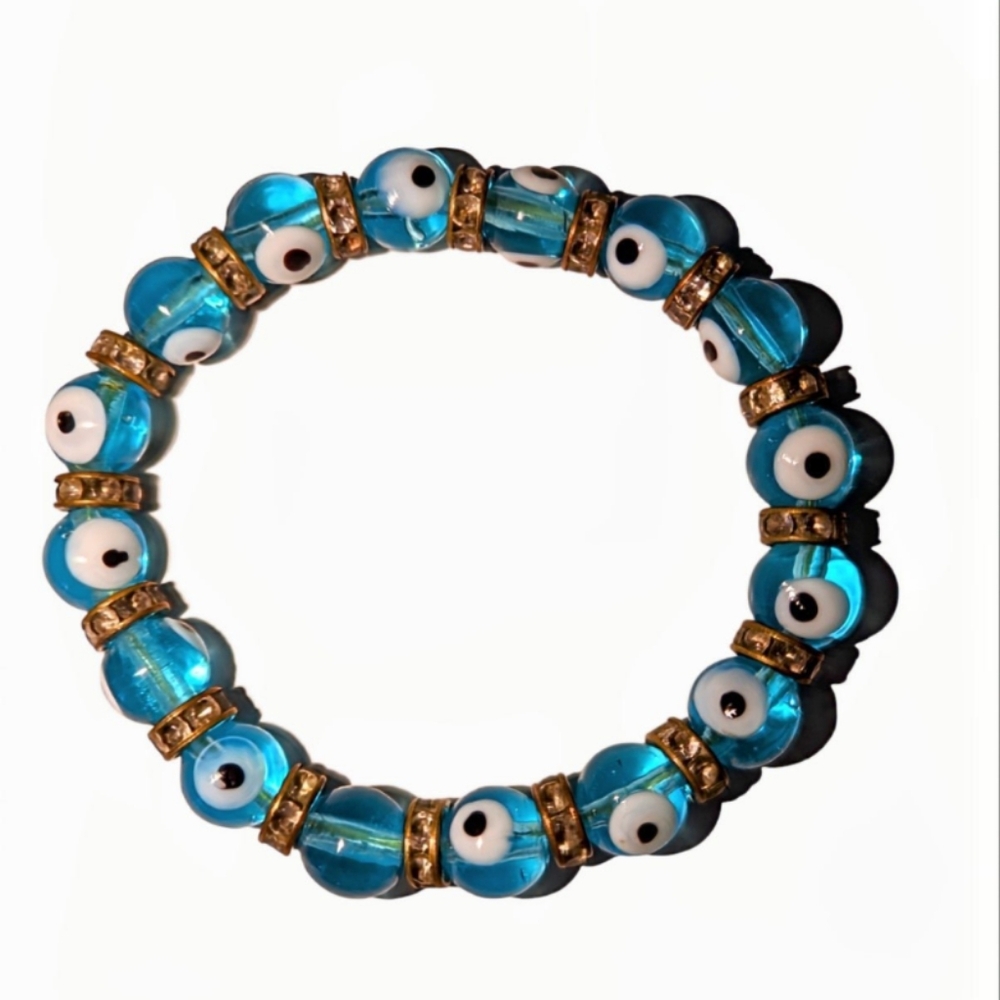 Stretchy blue beaded bracelet